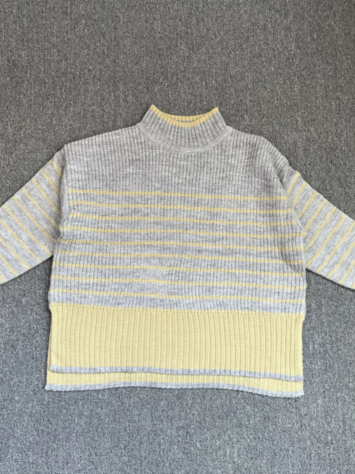 

Loose Straight Knitted Wool Sweater Women's Autumn Winter Faion Striped f High Collar Long Sve Regular Length Knitwear