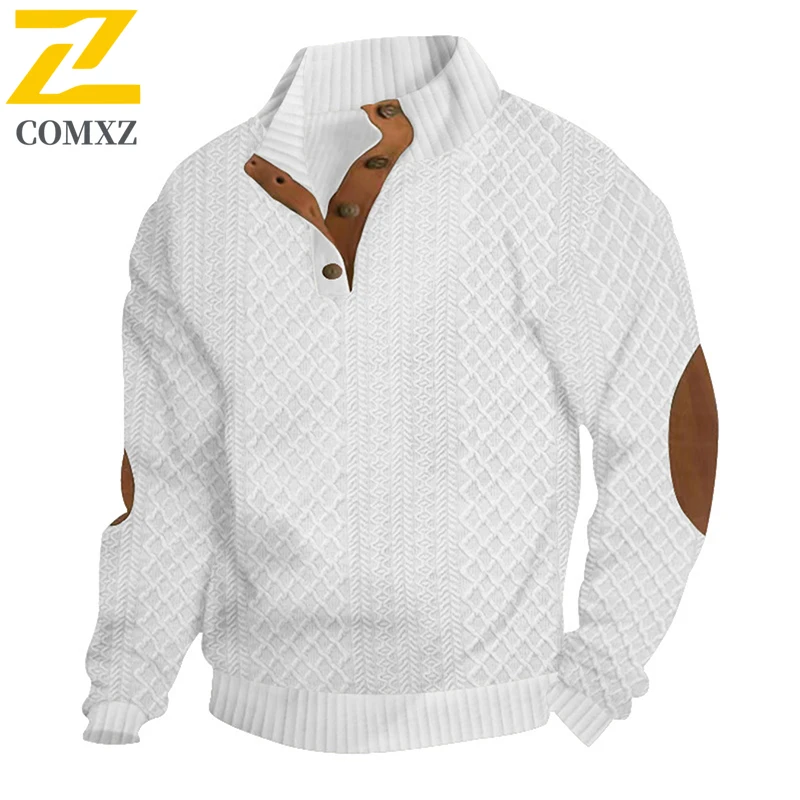 

2025 New Men Shirt Solid Color Splicing Fashion Classic Jacquard Fabric Stand Up Collar Coat Outdoor Casual Street Men Clothing