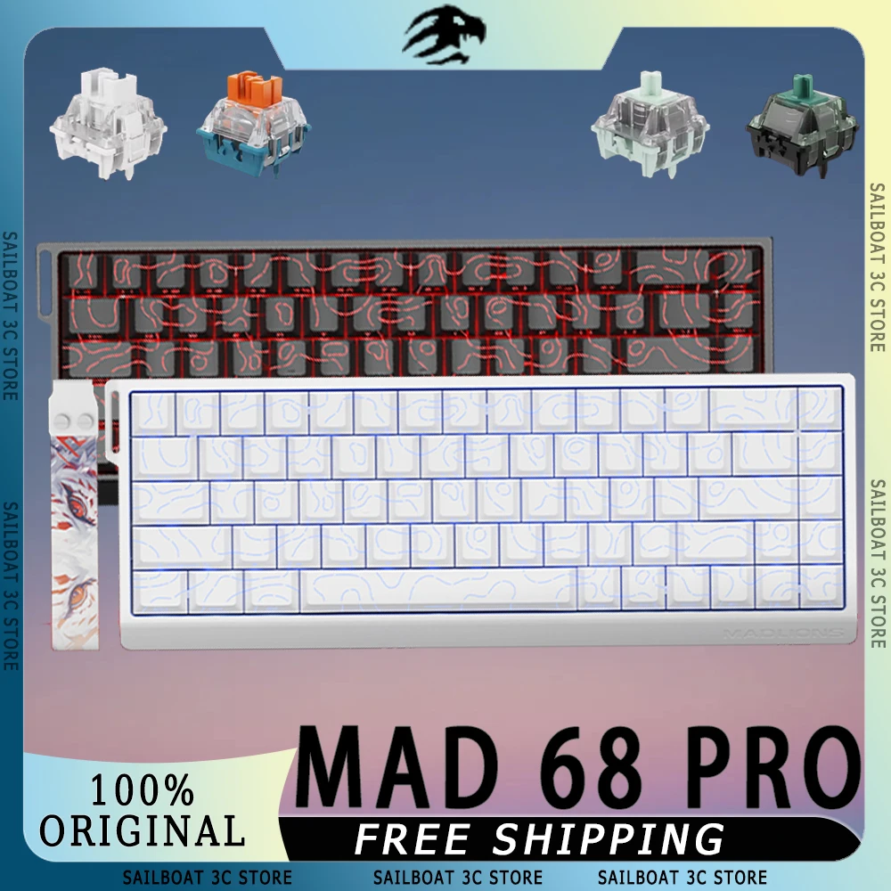 FGG MADLIONS MAD68 PRO Wired Magnetic Switch Mechanical Keyboard Aluminum Alloy Web Driver Quick Trigger Custom Gaming Keyboard