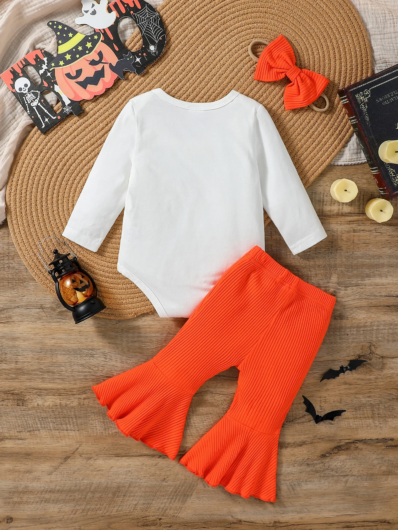 (0-18M) Baby Girls Fall Clothes Sets White Long Sleeve Letter Print T-Shirt +Flared Pants Outfits For Infant Girl
