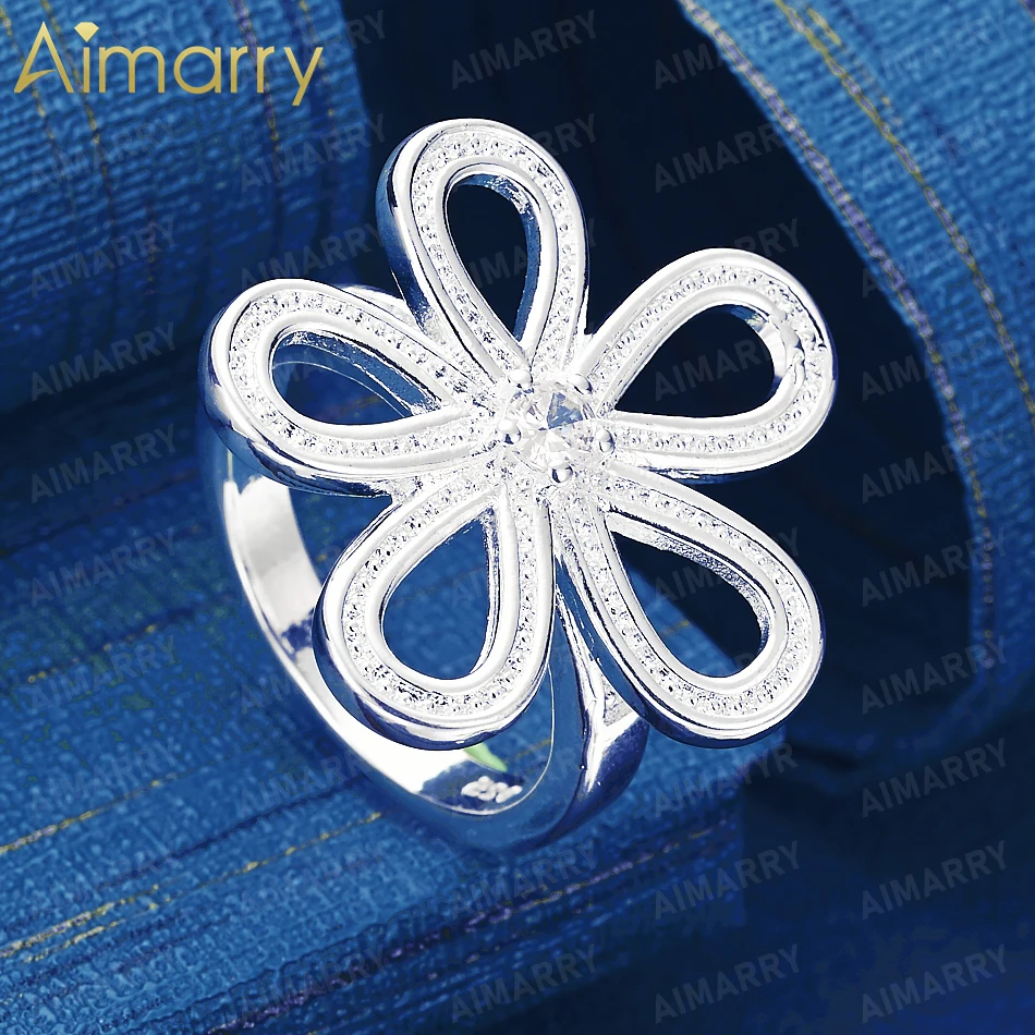 925 Sterling Silver 7-10# Hollowed Out Flower Set AAA Zircon Ring High-quality and Fashion Jewelry for Women's Banquets