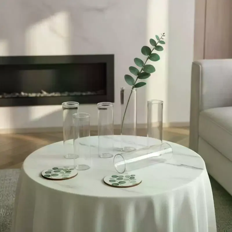 Transparent Cylindrical Plastic Hydroponic Vase Shatterproof Flower Wrapping Vase Modern Table Centerpiece Decor