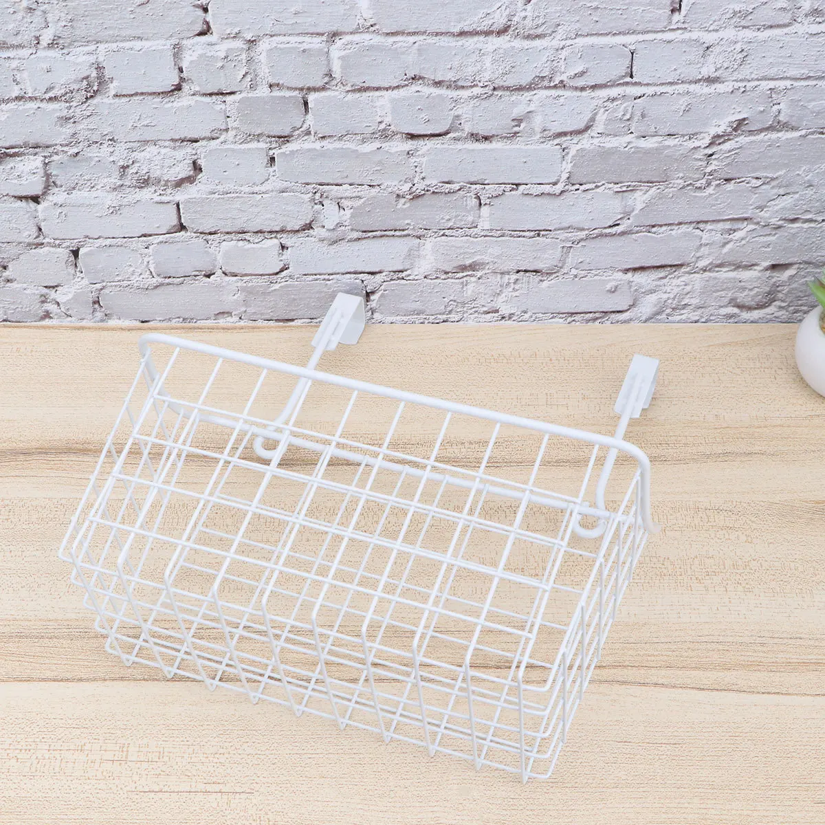 

Over Door Storage Basket White Metal Hanging Organizer for Kitchen Cabinet Wardrobe Office No Hardware Needed Rust Free
