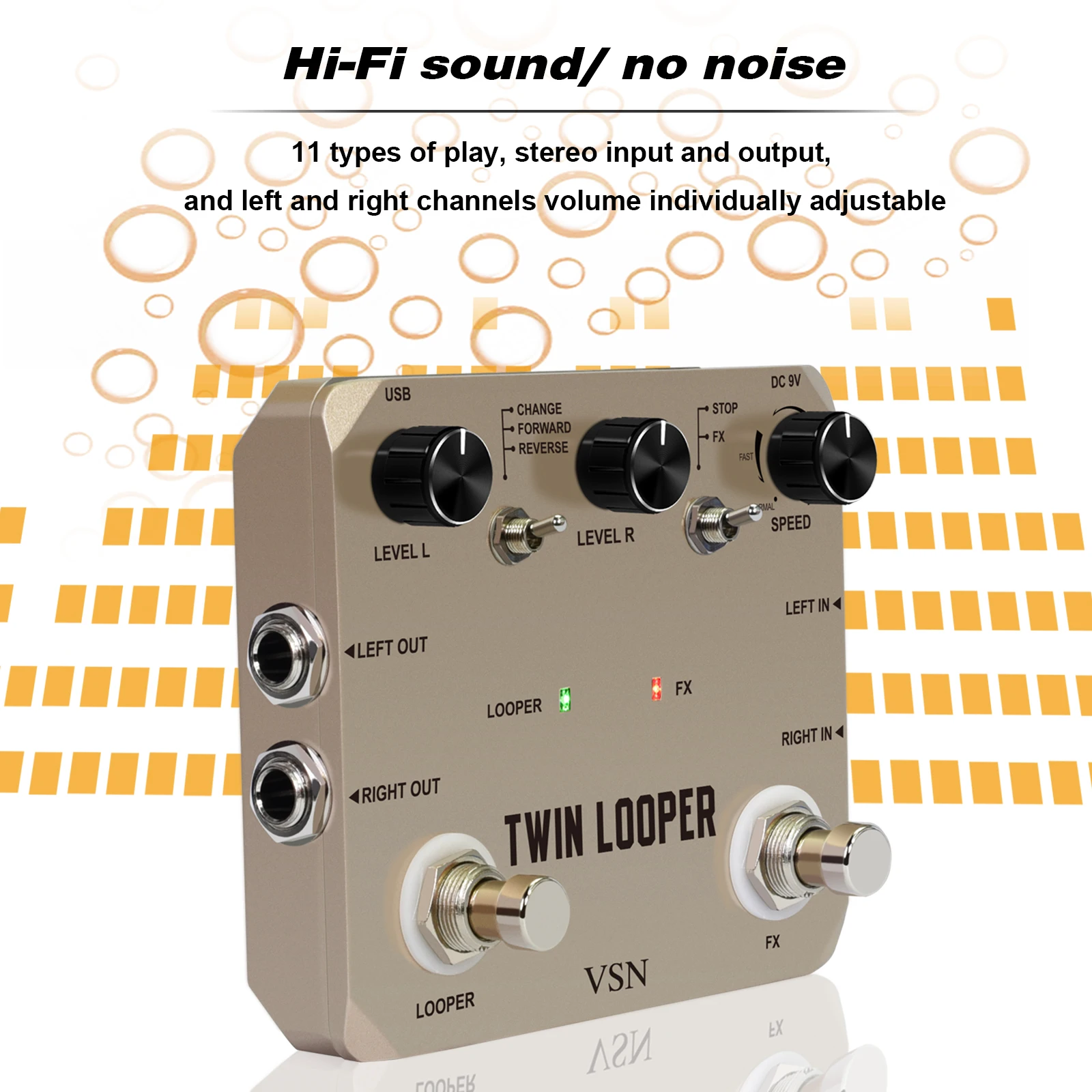 VSN TWIN LOOPER ゴールド VSN Dual Footswitch Twin Looper Electric Guitar Effect Pedal Loop