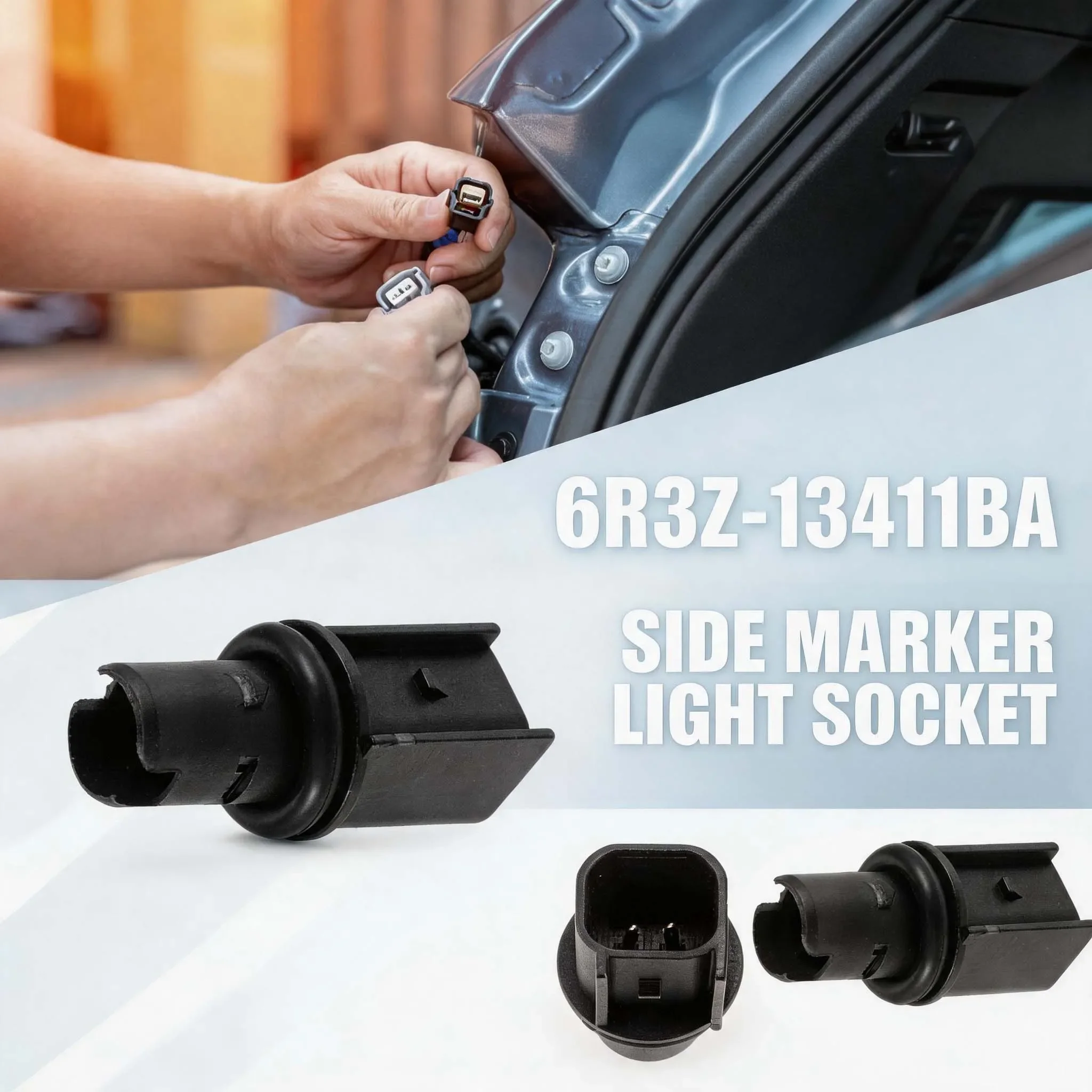 Heat Resistant Side Marker Indicator Light Socket Holder 6R3Z13411BA for Ford Fiesta 2011-2013 Mustang 2005-2021 Ranger 19-21