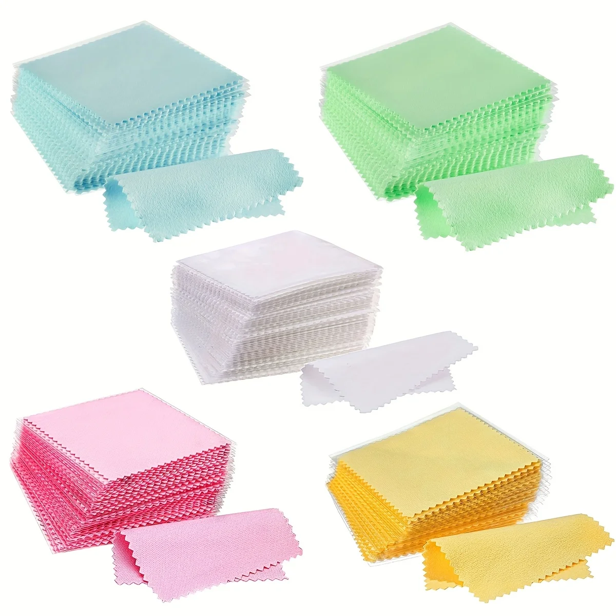 

100PCS Jewelry Polishing Cloth - Individually Packaged, Multi-color - For Silver, Gold, Watches & Coins
