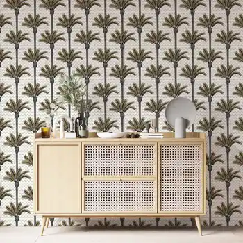 Abstrakte moderne Palmen-Tapete zum Abziehen und Aufkleben, braune Blätter-Wandbild, abstrakte graue Wandpapierrolle, Papel-Wandbild