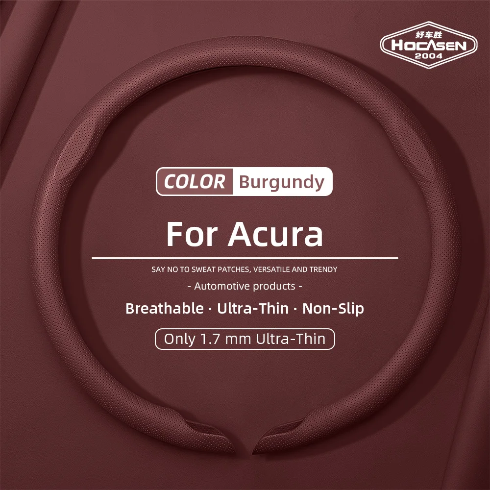 Suitable for Acura Nappa Leather Car Steering Wheel Cover with Anti-Slip Breathable Holes Mdx Rdx Integra Zdx Adx Tlx Black Orange Red Green Brown Dark Brown White Silver Gray