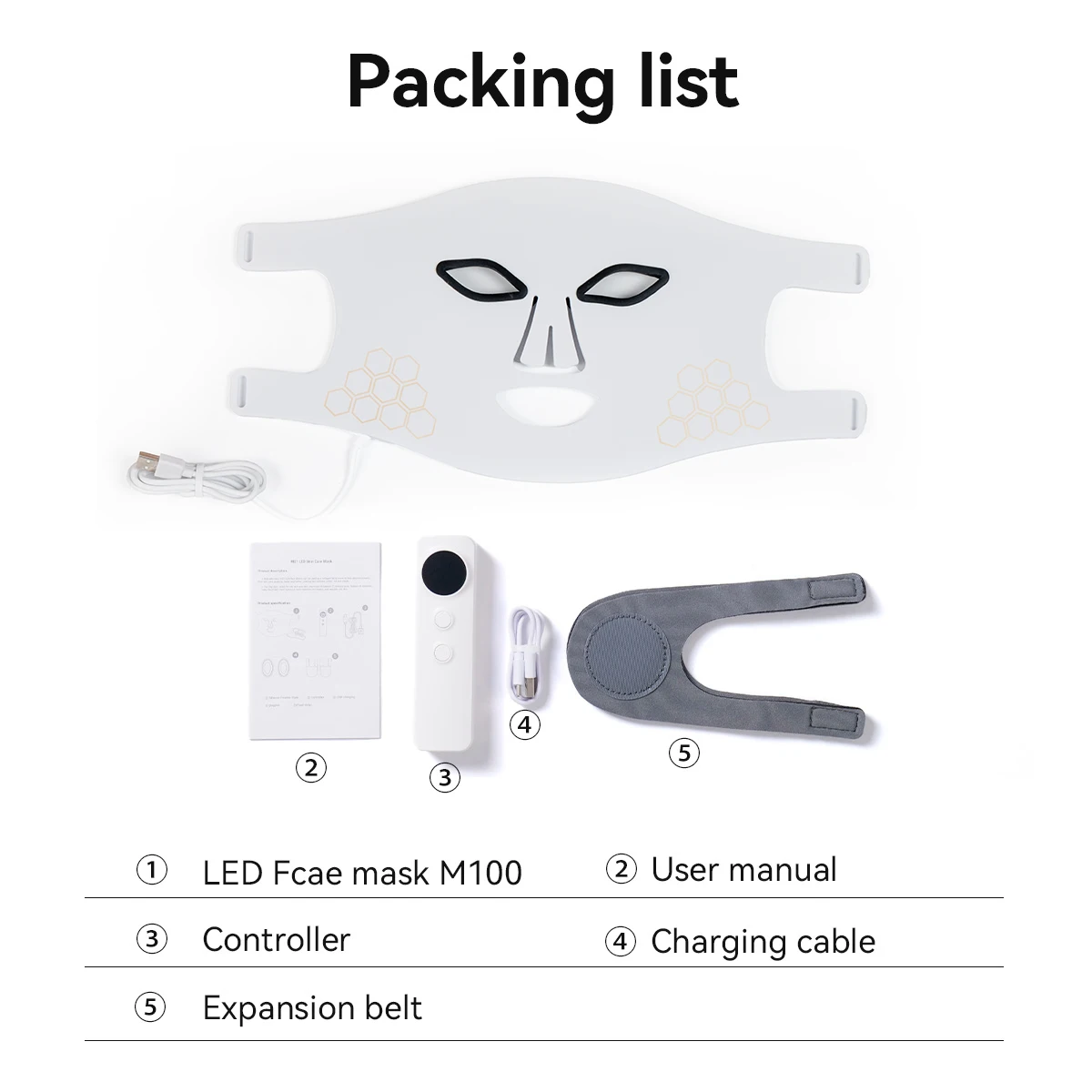 Hello Face Wiederaufladbare Rotlicht-Maske für Gesicht & Hals - Infrarot LED Hautpflegegerät Anti-Falten   Heimtherapie   Strahlender Teint Geschenk 6
