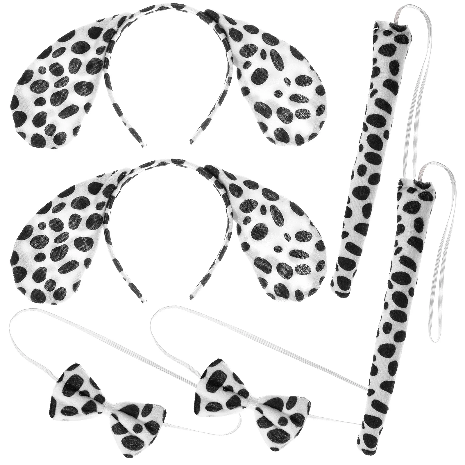 2Sets Ear Headband Bow Tie Tail Set Halloween Cosplay Party Outfit Role Playing Costume Animal Hair Accessories