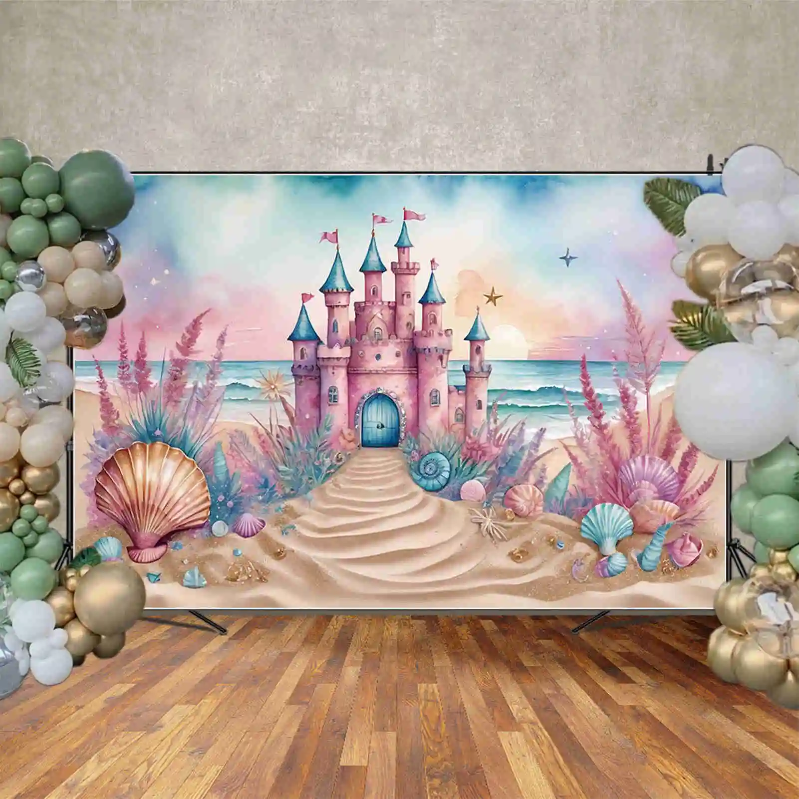 MOON.QG Children Birthday Party Photo Zone Studio Backdrop Candyland Mermaid Frozen Princess Background Photography Photobooth