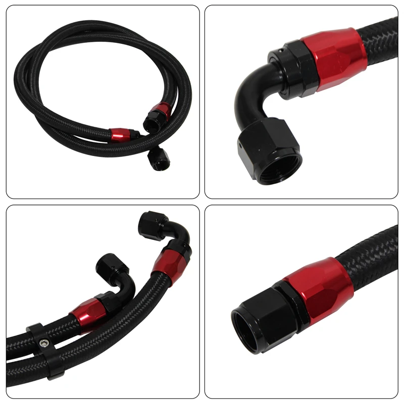 Oil Filter Sandwich Adapter & 2PCS Hoses For BMW E82 135i E46 E90 E92 E93 335i Black/Blue