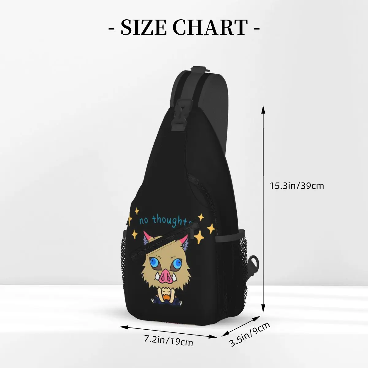 Cute Boar Crossbody Sling Bags, Sem Pensamentos, Demon Slayer Mochila de Ombro Inosuke Mochila para Caminhadas Pacote de Viagem