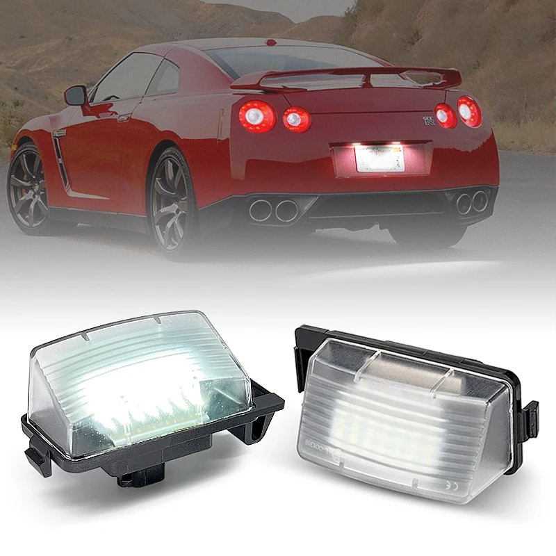 2Pcs LED Number License Plate Light For Nissan 350Z 370Z Cube Sentra GT-R Leaf Versa Pulsar Livina Infiniti G25 G35 G37 Q40 Q60
