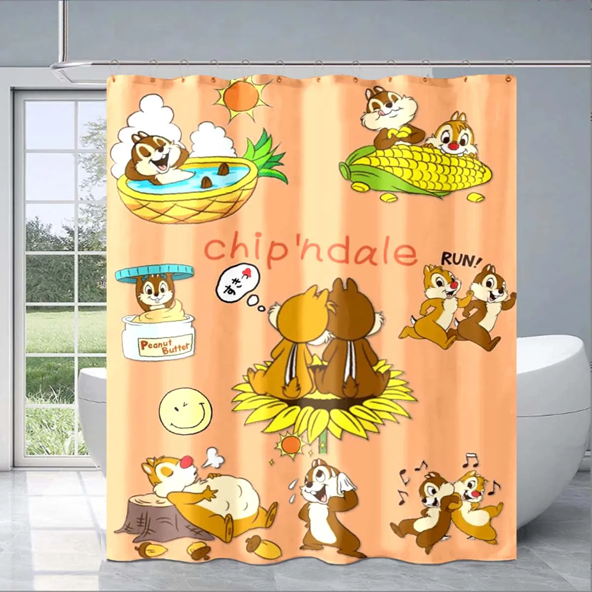 Cartoon Cute Chip 'n'dale Exquisite Shower Curtain Adult Children's Bathroom Bathroom Bathroom Fashion Decorative Gift