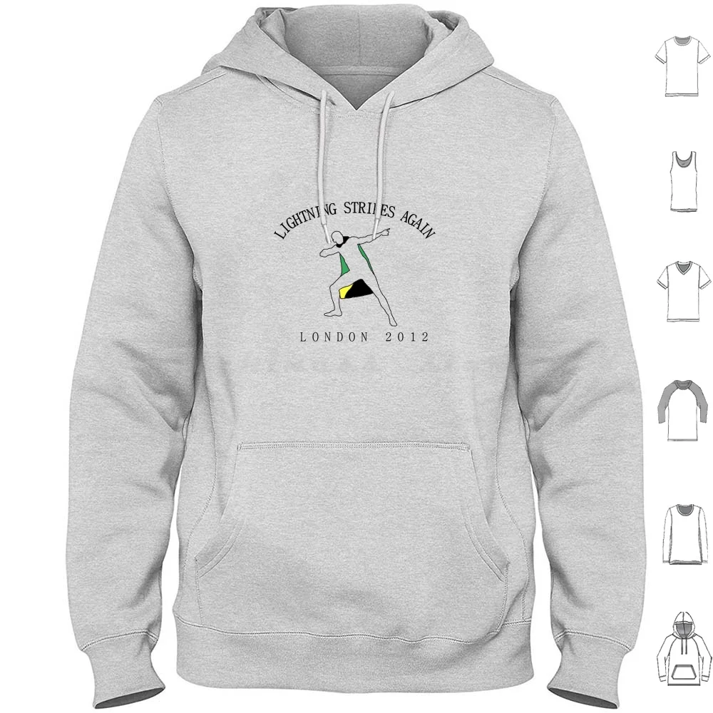 Lightning Strikes Again! Hoodie cotton Long Sleeve Lightning Bolt Usain Strikes Again 2012 London Team Gb Jamaica Blake Yohan