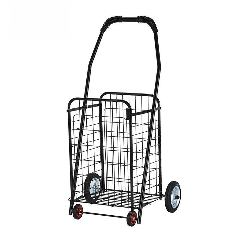 large-capacity-shopping-cart-with-pull-rod-four-wheel-iron-art-portable-vegetable-buying-cart-retractable-handle-storage-orga