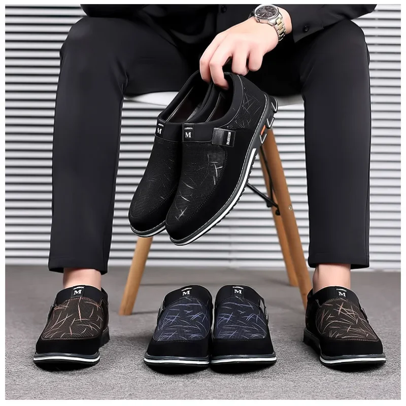 Mocassins de couro masculino, mocassins de negócios, apartamentos de escritório, sapatos de direção de tendência, negócios, sapatos casuais clássicos, tamanho grande