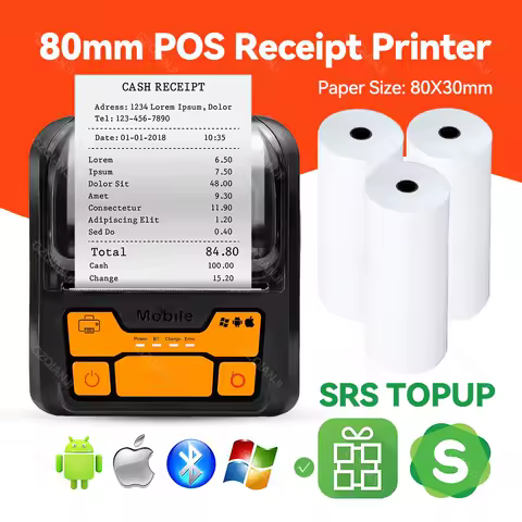 80mm 3'' Bluetooth Thermal Printer Receipt Bar-code Bill Ticket 3 inch POS Impresora Maker for Retail Store Print
