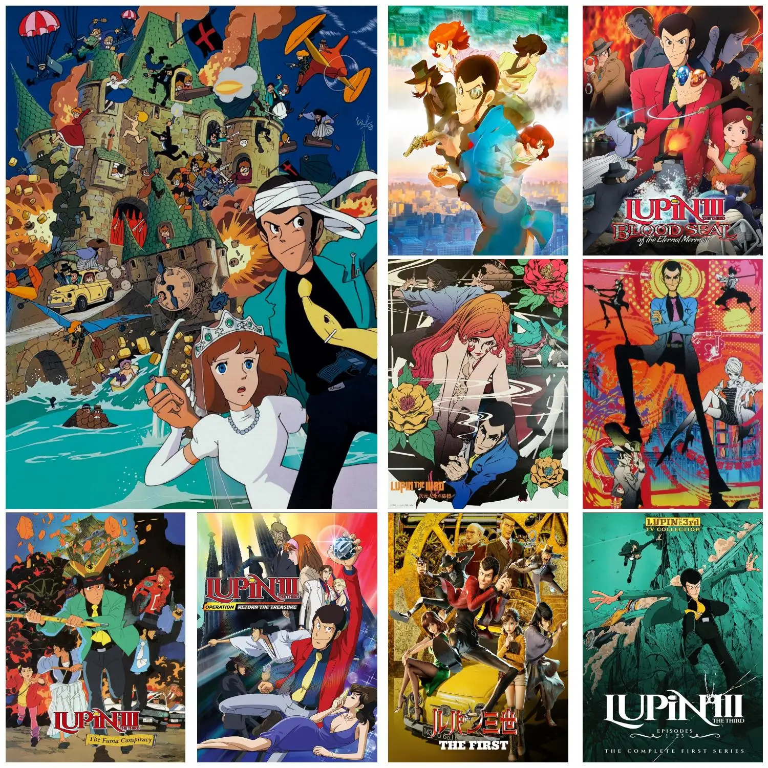 fujiko mine lupin iii cartoon Poster Prints Wall Art Canvas Painting Poster For Modern Family Living Room Home Decor