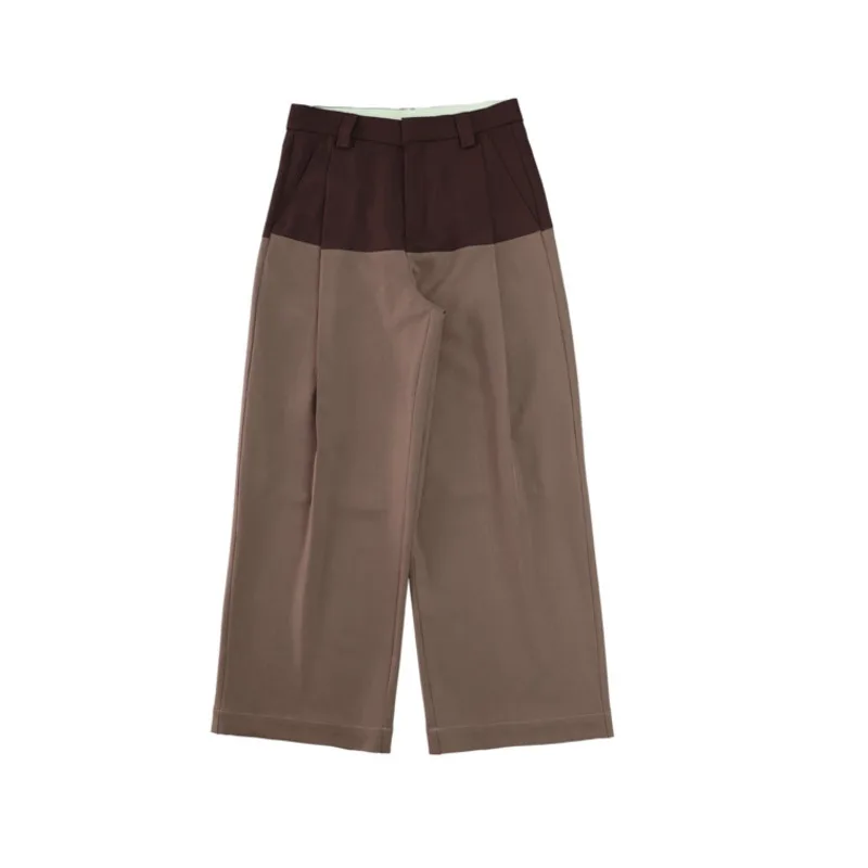 WVGA Spring Autumn New Men's Color-blocked Niche Design Brand Straight Loose-fit Suit Pants Wide-leg Casual Trousers Ins W27358