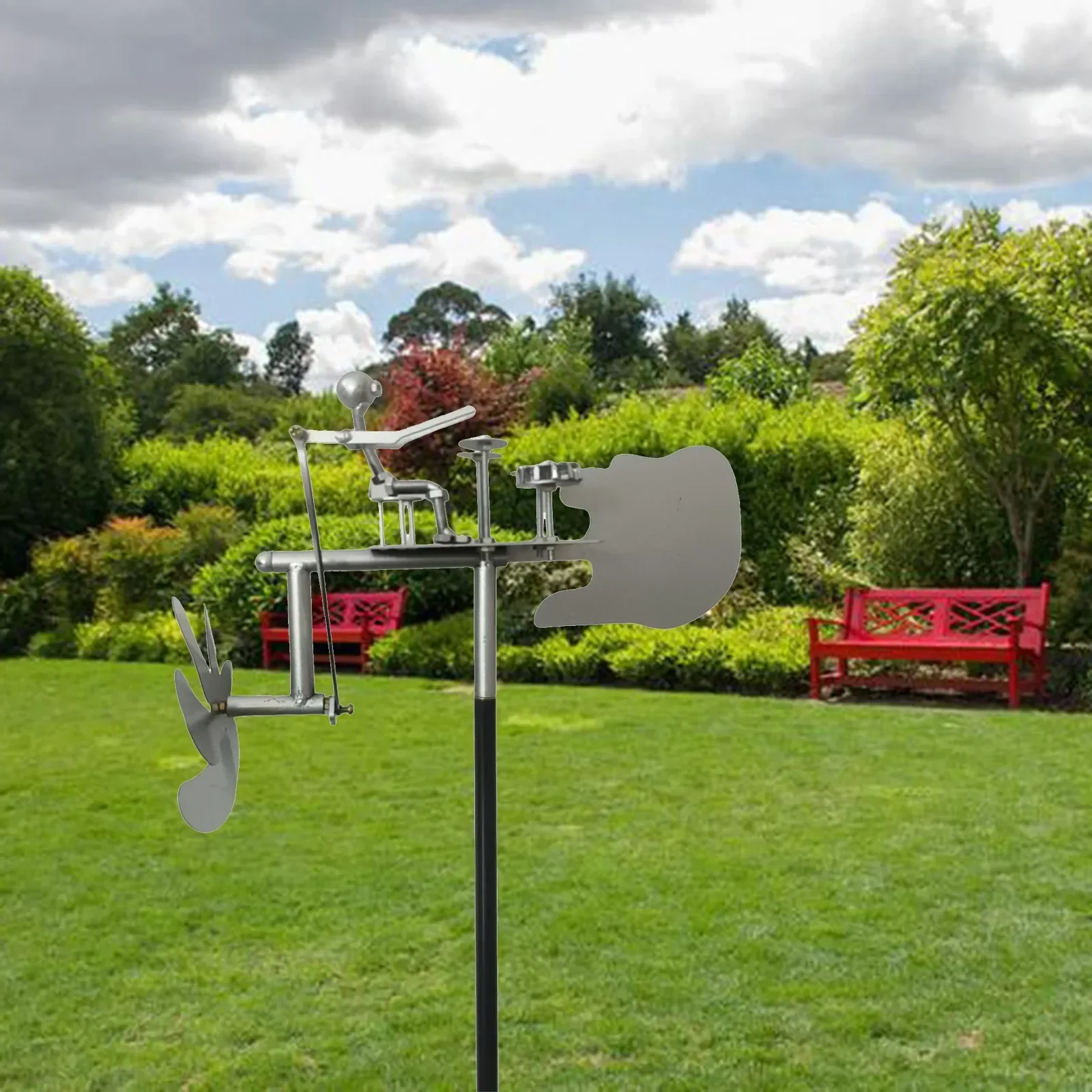 

2025 NEW Metal Wind Spinner Metal Drummer Windmill Statue Rock Percussionist Music Art Statue for Yard Art Lawn Garden Decor