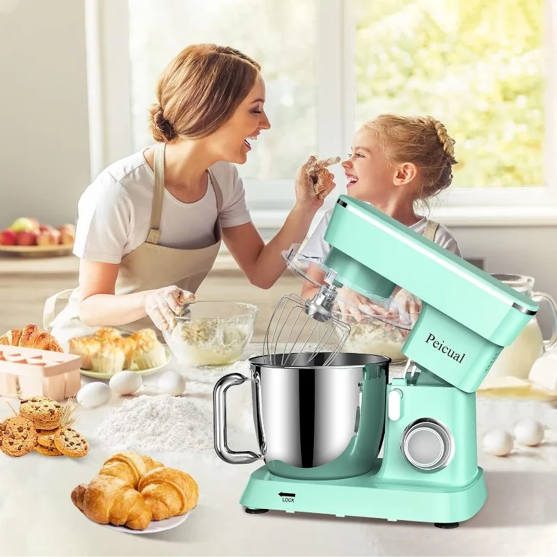 Robot da cucina aggiornato per uso domestico per miscelatore elettrico da cucina Peicual 380W 10 + P ad alte prestazioni con testa inclinabile 5.5Qt inossidabile