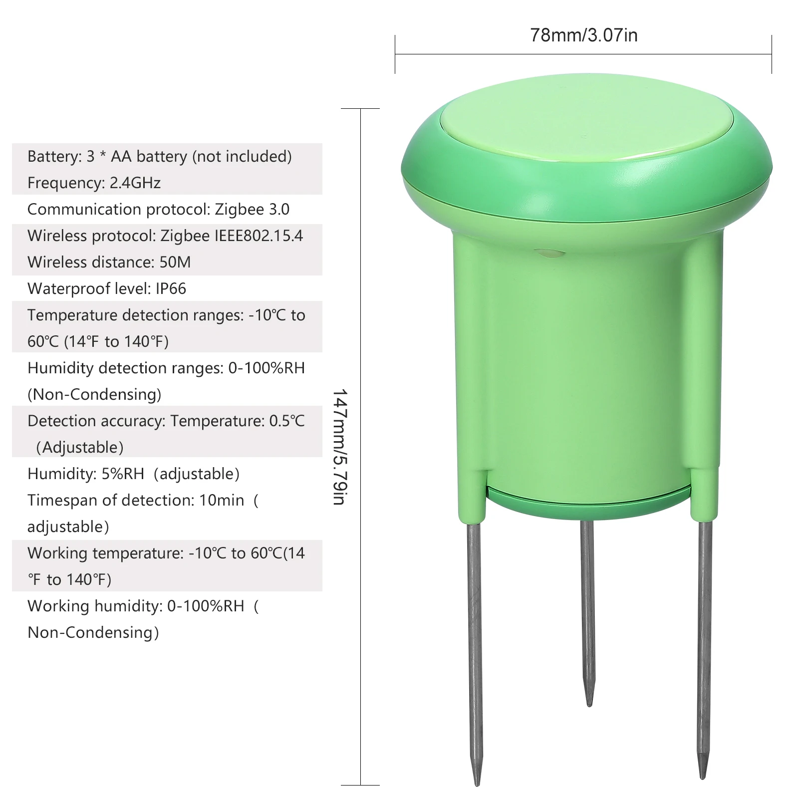 Tuya ZigBee Soil Tester Temperature and Humidity Sensor IP66 Grade Waterproof Mobilephone Tuya APP Control Support View History