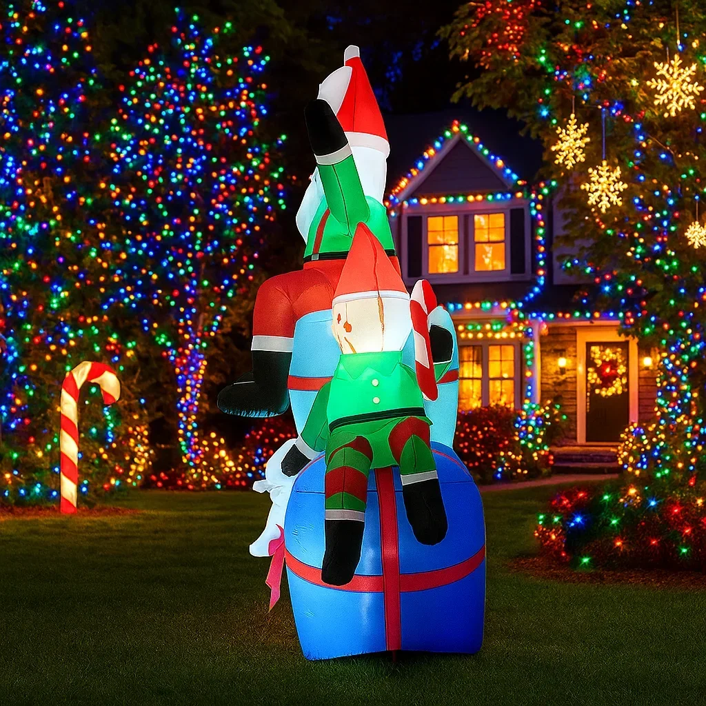 2.1 متر/6.8FT سانتا ثلج قزم الكلب نفخ نموذج عيد الميلاد مع أضواء LED عطلة ديكور خارجي ساحة المنزل عطلة لعبة الحفلات