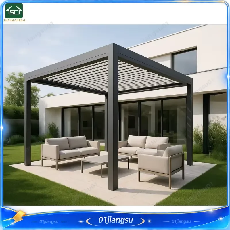 Motorized Aluminum Pergola Outdoor Adjustable Louvered Roof Waterproof Garden Gazebo Luxury Custom Patio Canopy Shade