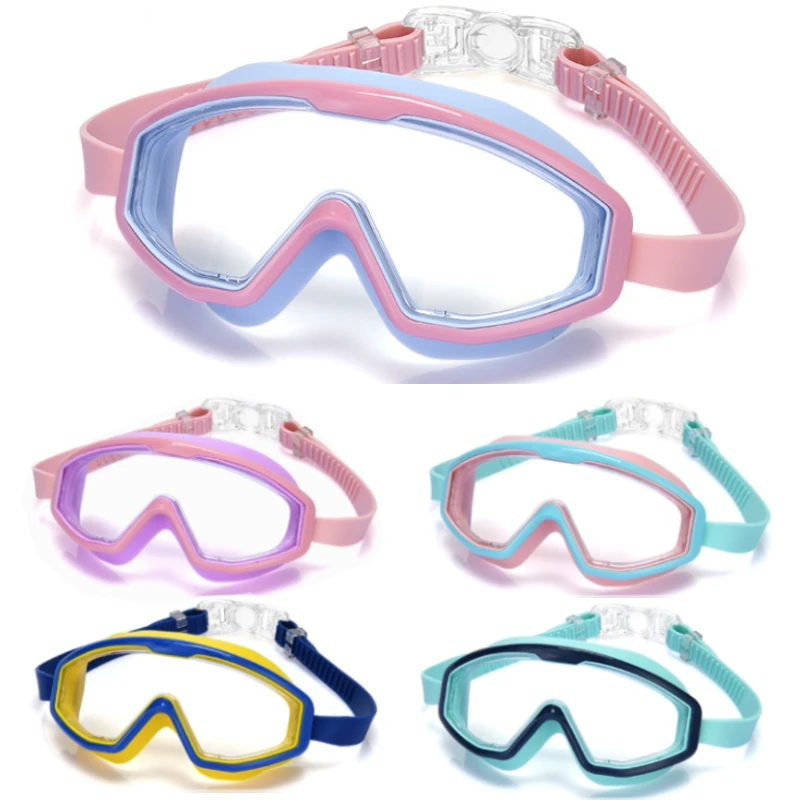 

Kids Swimming Goggles Large Frame Wide View Clear Vision Anti-Fog Anti-UV No Leaking Waterproof Quick Adjustable Child Age 3-15
