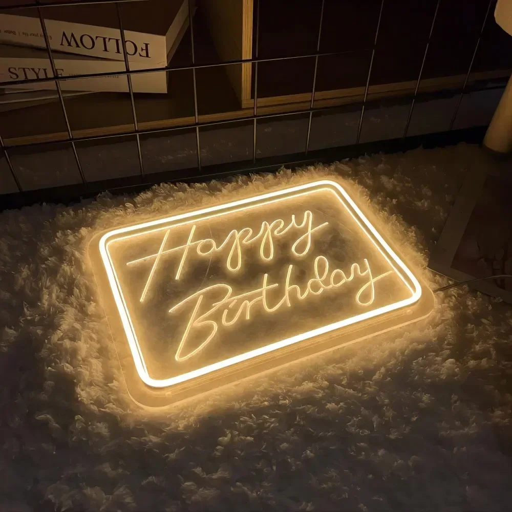 Letrero de neón para esculpir, luz Led personalizada para amigos, regalos de nacimiento, decoración de sala de estar, letras de neón en la pared, feliz cumpleaños