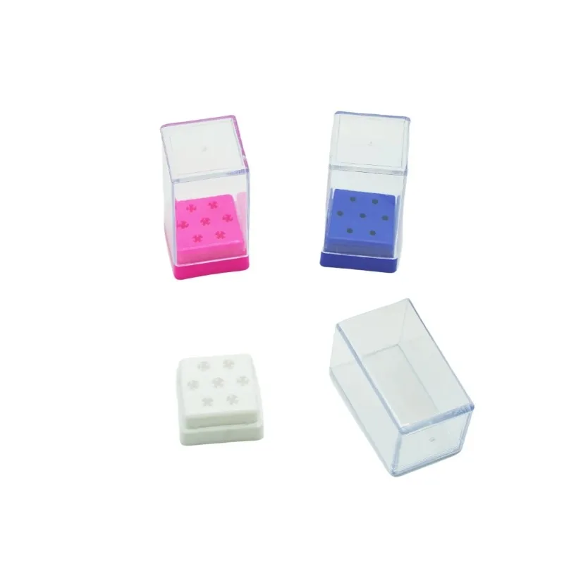 5pcs 7 Holes Slots Square Plastic Nail Drill Head Bits Display Storage Box Nail Drill Bits Container Stand Display Quality s