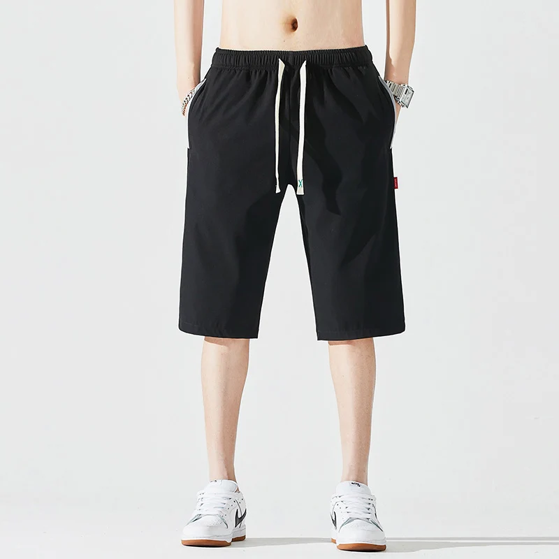 Elegant Fashion Harajuku Slim Fit Ropa Hombre Loose Casual Shorts Solid All Match Sports Shorts Thin Style Pockets Capri Pants