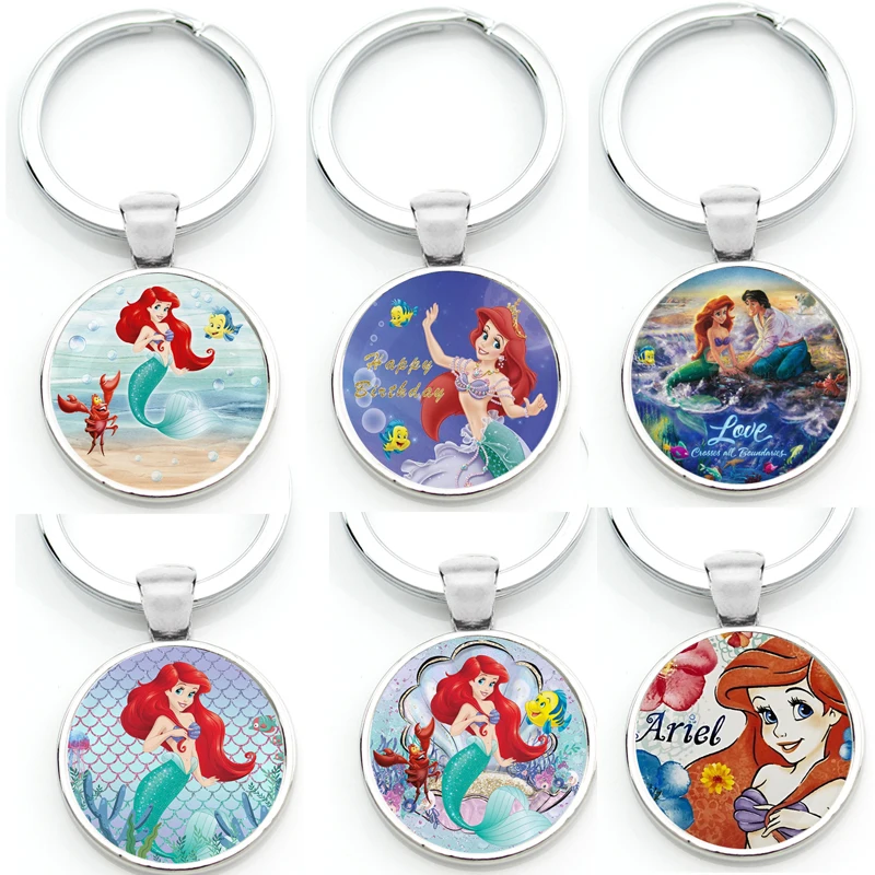 Key Chain Key Ring-  The Little Mermaid - Cartoon Fanart Movie Disney Princess ARIEL Aurora Beauty Fish Sofia Keychain Keyring