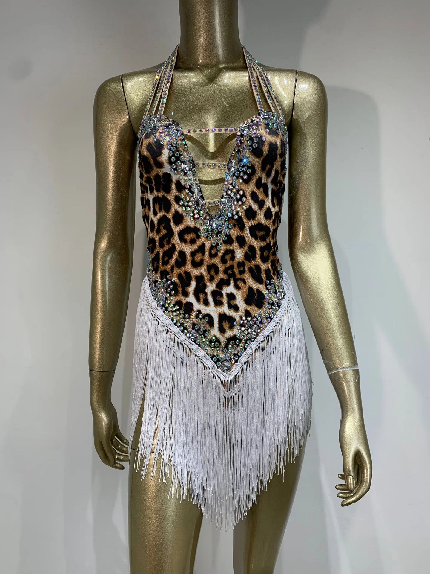 

Sparkly Rhinestones Fringes Leotard Sexy DanceBodvsuit Nightclub Outfit Show PerformanceStage Wear Singer Dancer Costume D064