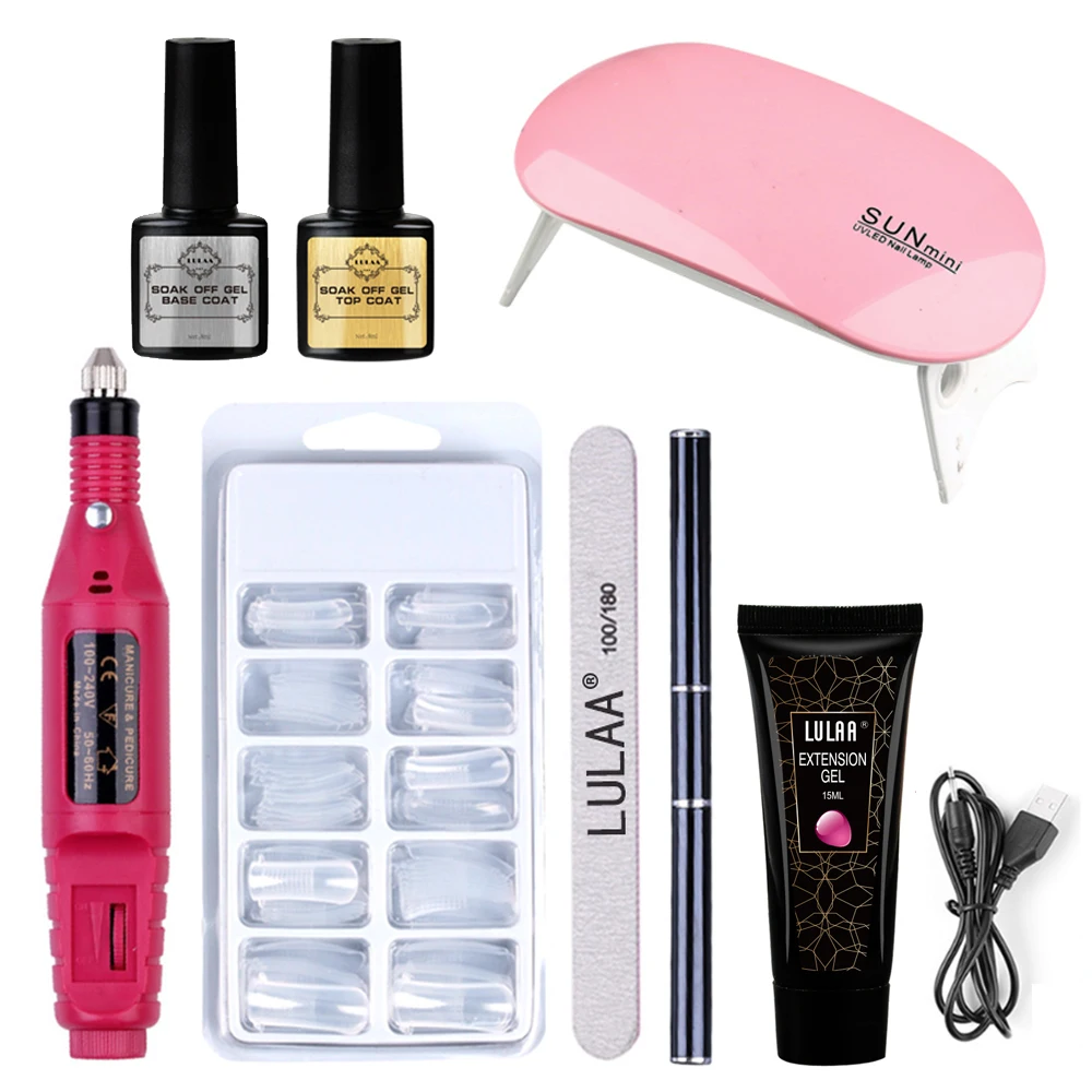 

HALAIMAN Complete Gel Nail Kit 6w Uv Led Lamp Manicure Set For Nail Extensions Gel Nail Polish Set Electric Nail Sander Machine