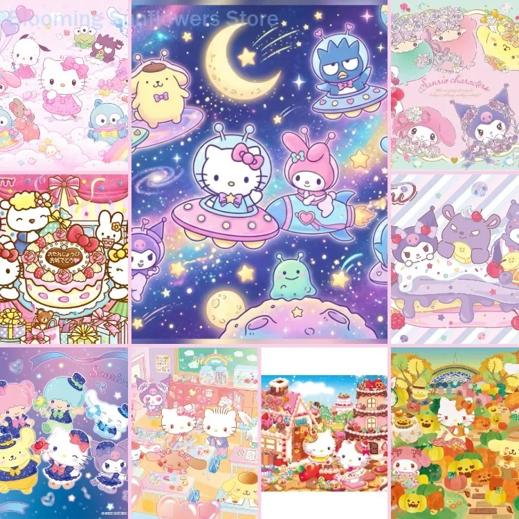 500/1000/1200 PCS Puzzle for Sanrio Kuromi Hello Kitty Jigsaw Puzzles for Challenging Family Activity Games Party Birthday Gift