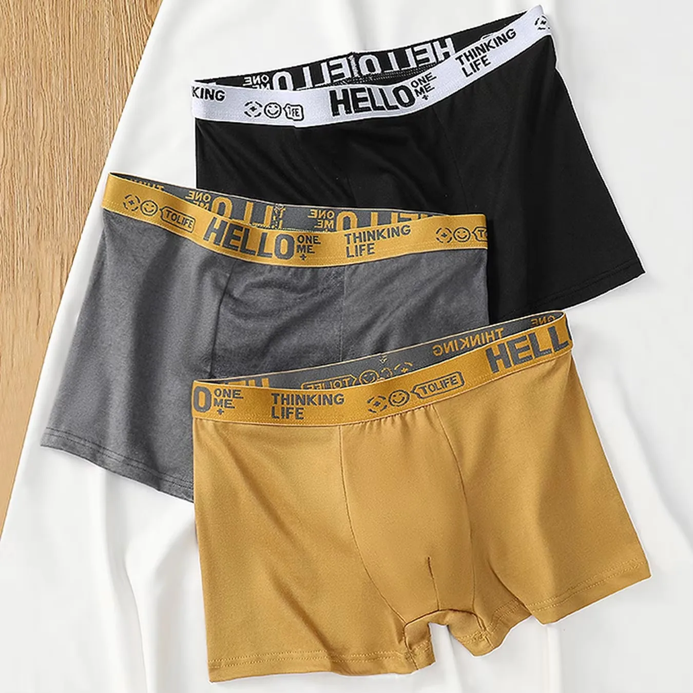 5pcs Men's breathable, comfortable, quick drying, elastic flat underwear, sports tight, casual square underwear Men's underwear