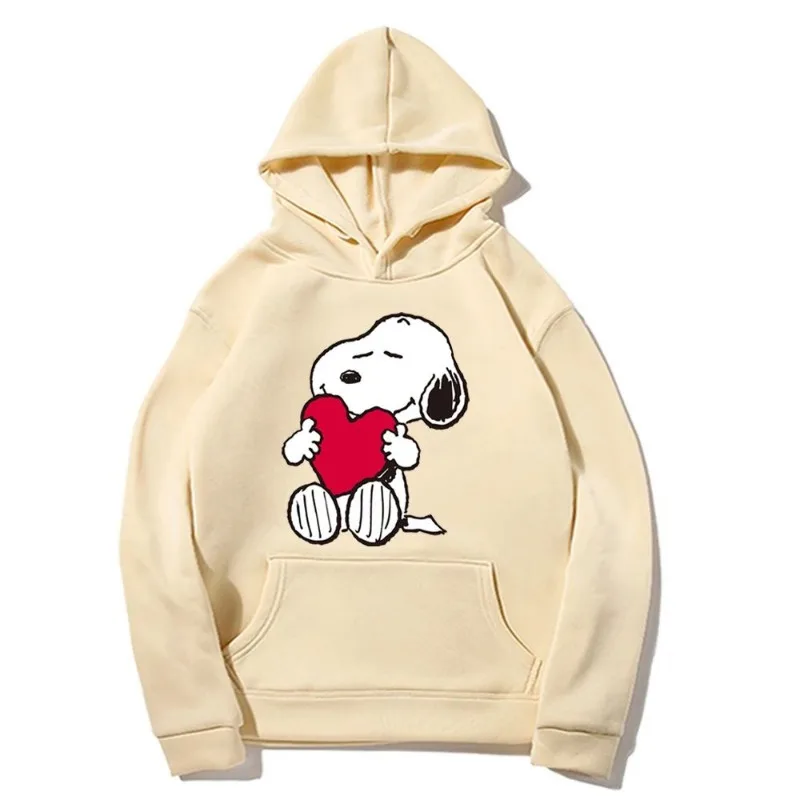 Cartoon Anime Love Snoopy Women\'s Pullover Spring and Autumn Men\'s Extra Large Sweatshirt 2024 New Fashion Couple Hoodie