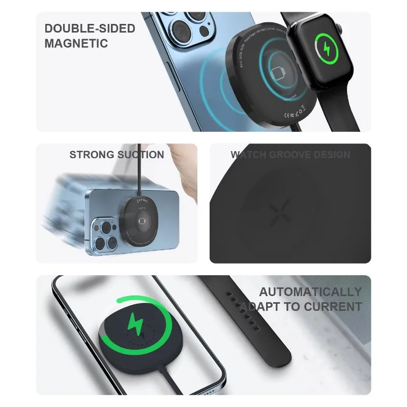 2024 Hot Selling Product Qi2 Magnetic 3 in 1 Wireless Charger Pad for Iphone Watch  Airpods