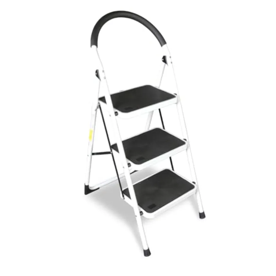 3 Step Ladder Folding Lightweight Step Stool with Wide Anti-Slip Pedal for Home Office Kitchen and Garage Service Height 27.2 i