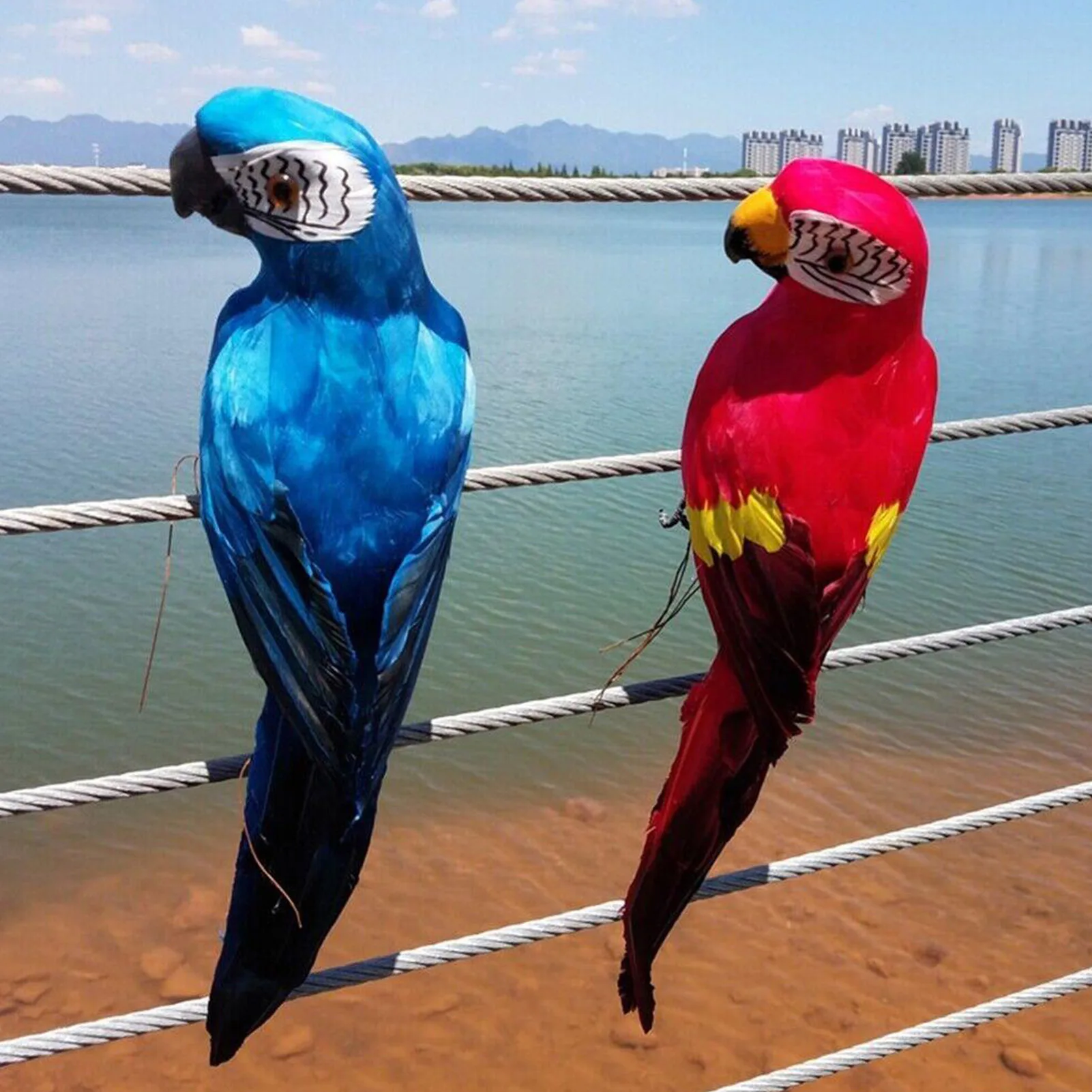 Artificial Birds Fake Artificial Bird Parrot Tropical Birds Decorations For Outdoor Patio Garden Decor White Red Yellow Blue