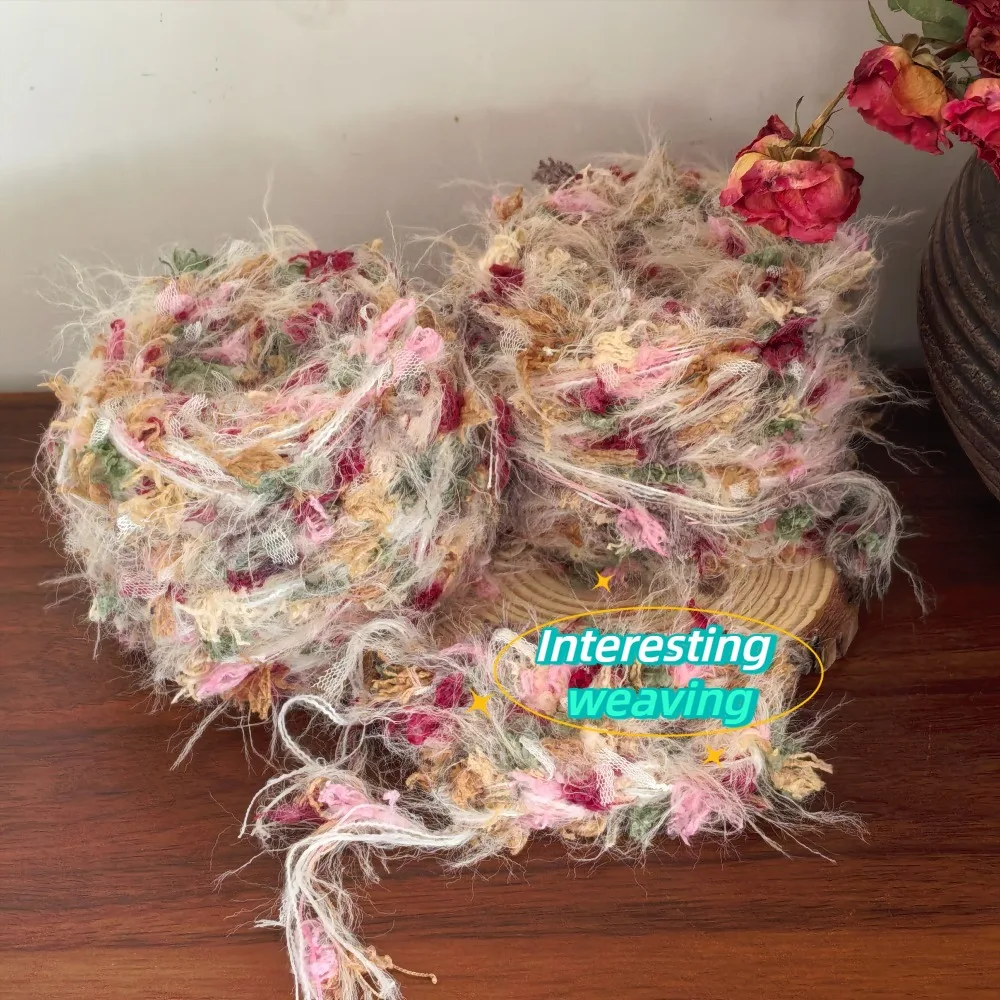 100g Dry Rose-colored Fluffy Hand-mixed Yarn, Soft and Fuzzy Characteristic Yarn, Hand-woven Scarf, Bag, Hairband