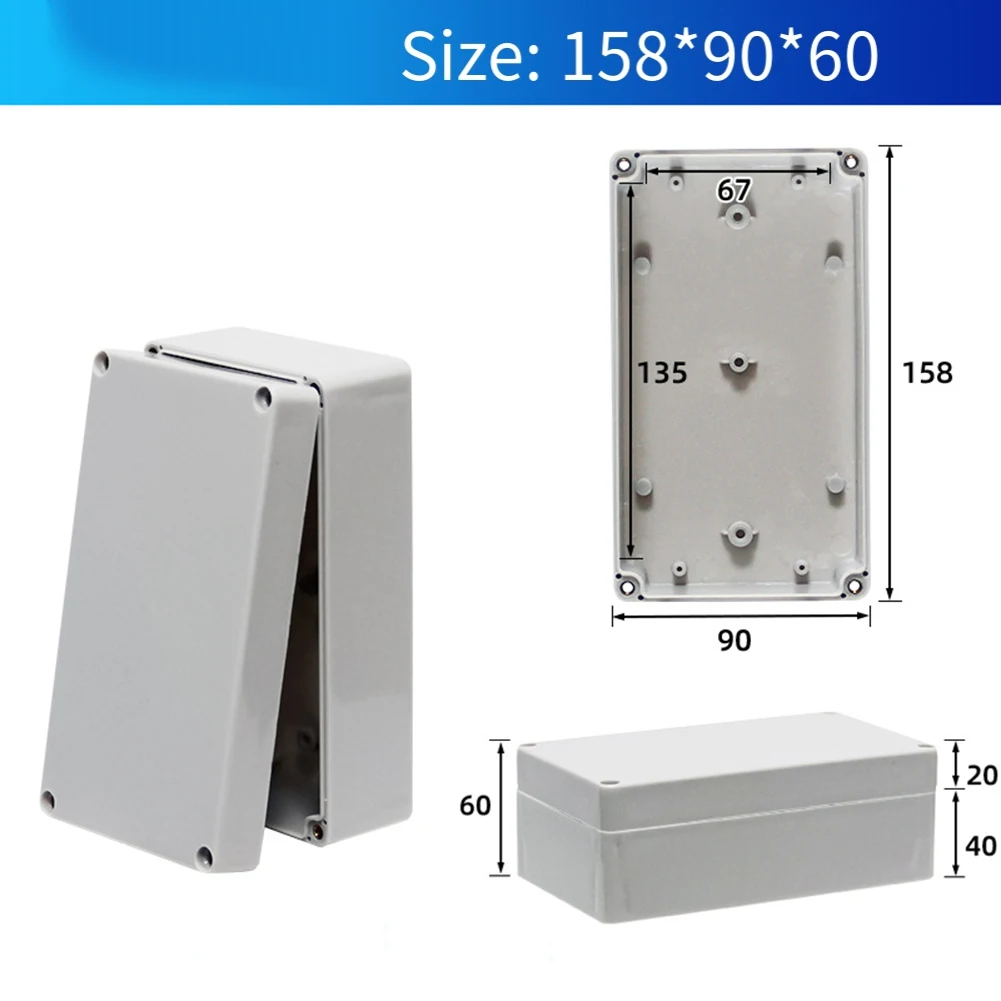 IP66 Waterproof Electrical Junction Box 158x90x60mm Gray ABS Plastic Enclosure For Outdoor DIY Project Wire Connection