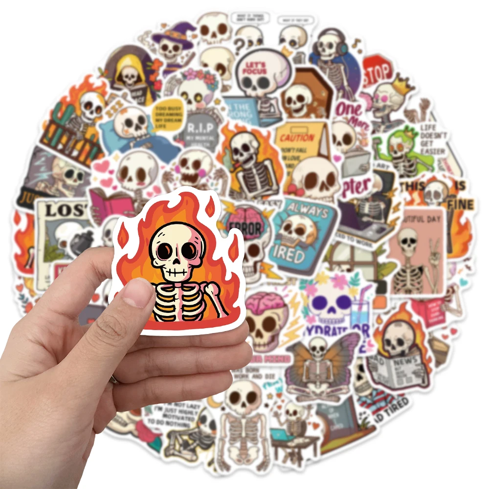 50PCS Literary Skeleton Scholar Cartoon Graffiti Stickers DIY Phone Case Notebook Water Cup Postcard Speaker Fun Stickers