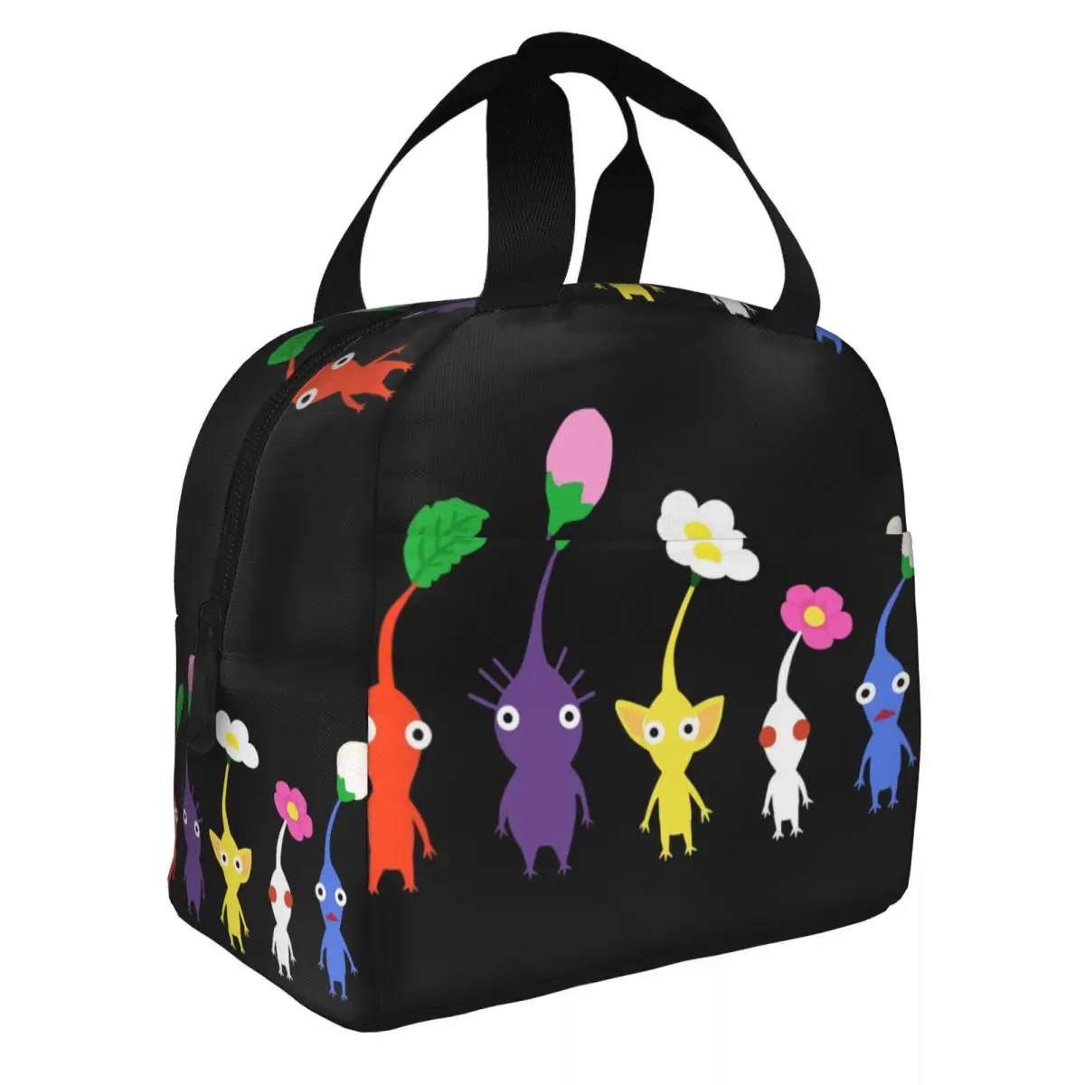 Animated Cartoon Games Pikmin Insulated Lunch Bags for Women Plant Monster Resuable Thermal Cooler Bento Box Work School Travel