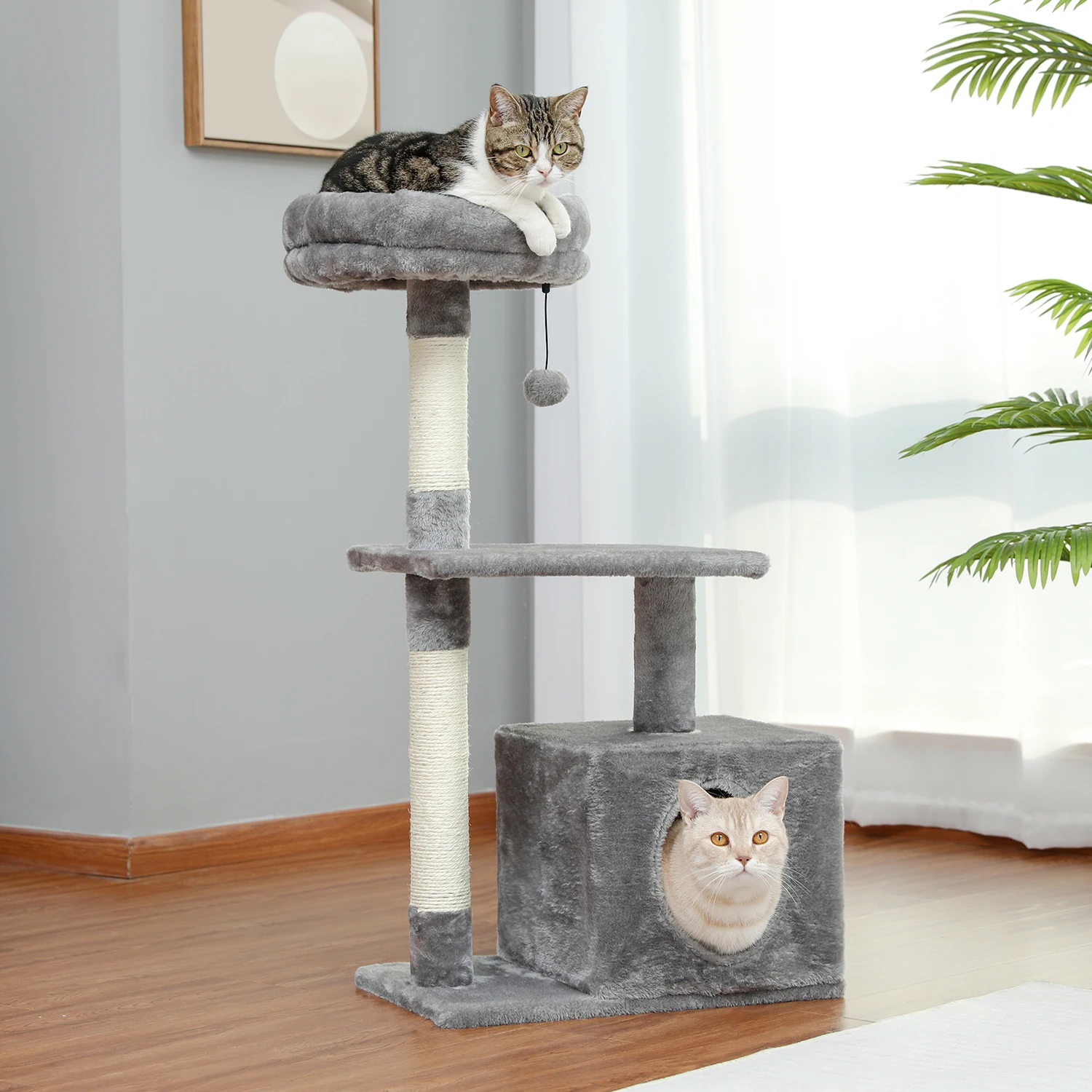 Imagem -04 - Árvore Torre Arranhadora para Gatos Brinquedo para Escalar e Pular Arranhador de Torre para Gatos Brinquedo para Gato Afiar Unhas Árvore de Brinquedo para Animais de Estimação