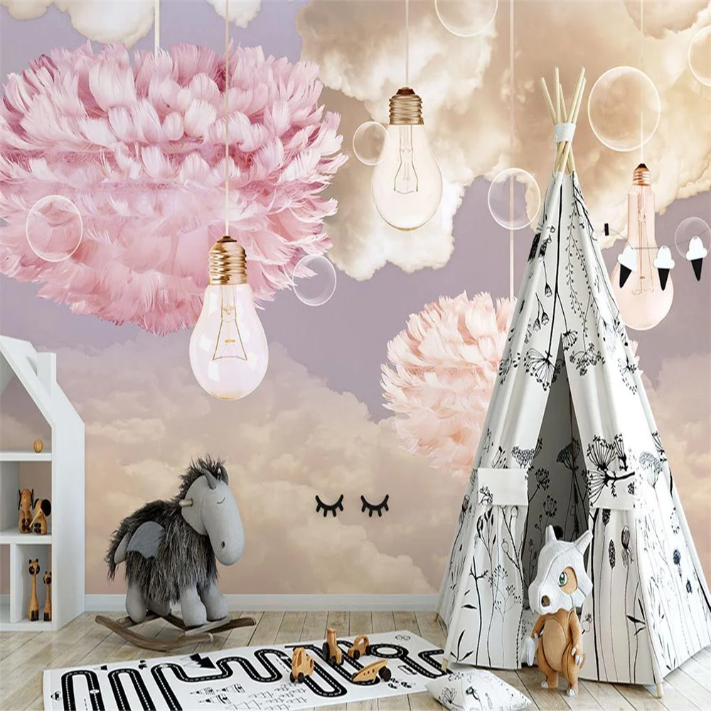 custom Feather starry dream mural wallpapers for children's room home decor background papel de parede 3D wall paper