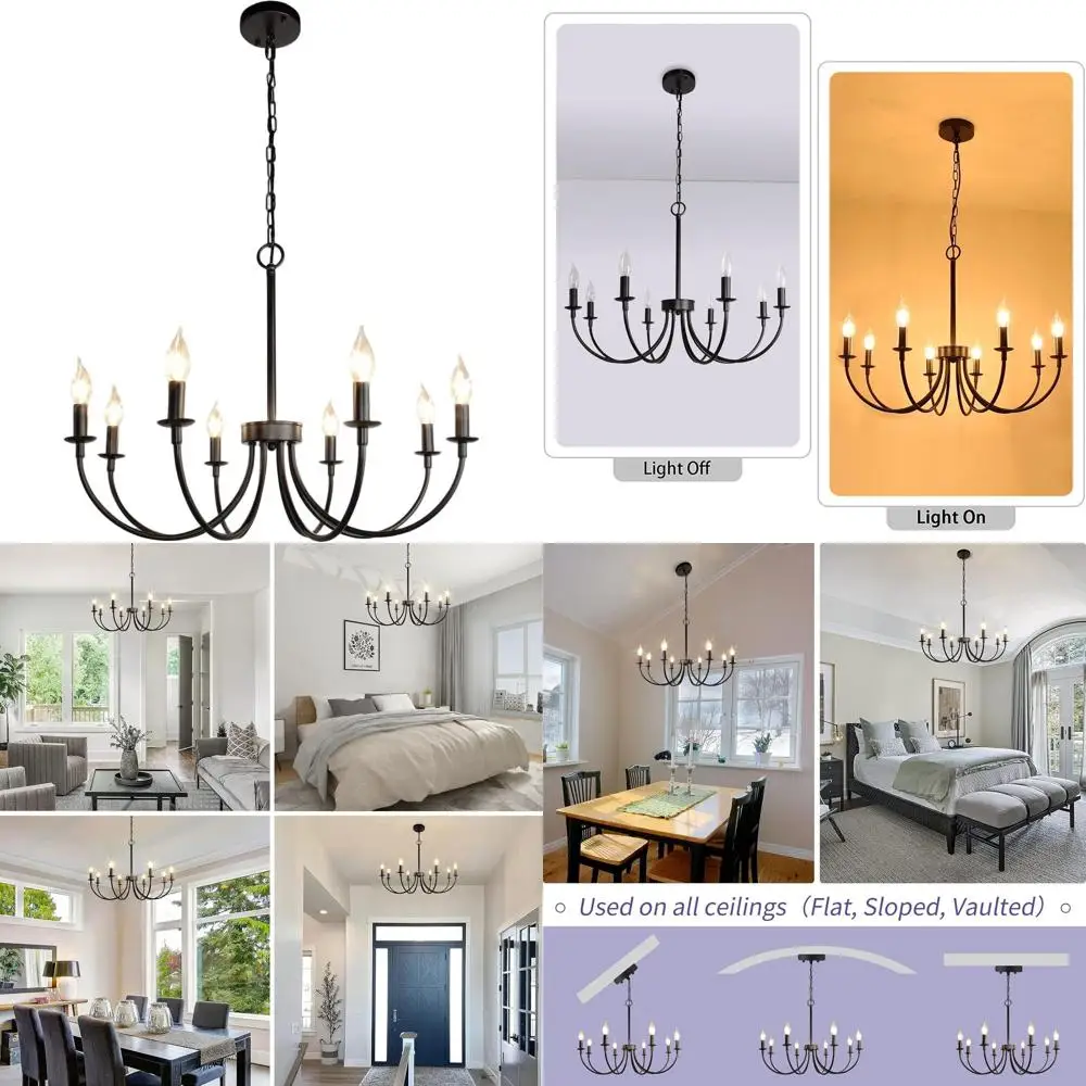 

Рустикальная железная люстра на 8 ламп, традиционный подвесной светильник-канделябр для гостиной, кухни и столовой